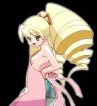  1girl apron big_hair blonde_hair capcom drill_hair flat_chest gambler_club green_eyes hand_on_hip hips luna luna_platz luna_shirogane mega_man mega_man_star_force naked_apron nipple_slip nipples pantyhose rockman ryuusei_no_rockman shirogane_luna solo 