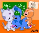 beastiality blue's_clues blue_(blue's_clues) lucky_(artist) nick_jr. nickelodeon orange_kitten orange_kitten_(blue's_clues) periwinkle_(character) spitroast threesome