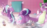 1boy 1girl ass bath bathing bathroom cutie_mark dragon female female_unicorn friendship_is_magic horn imminent_sex indoors male male_dragon my_little_pony nude pony pussy raised_tail spike_(mlp) starlight_glimmer starlight_glimmer_(mlp) tail unicorn wet_hair