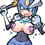  1girl blue_eyes blush breasts capcom captain_(artist) large_breasts lowres mega_man mega_man_9 oekaki pasties rockman rockman_(classic) rockman_(original) rockman_9 seashell_bra solo splash_woman 