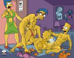 all_fours ass bart_simpson breasts cum fellatio fisting incest lisa_simpson marge_simpson milhouse_van_houten nude oral panties_aside penis rape smile spitroast surprised testicles the_fear the_simpsons top-down_bottom-up walk-in yellow_skin