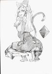 ass ass_cutout bastet_(dungeon_and_fighter) big_mountain_(artist) breasts cat_ears cat_girl cat_tail cum cum_drip cum_in_pussy dungeon_and_fighter dungeon_fighter_online egyptian high_heels hime_cut nekomimi nipples paw_pose sketch spandex squatting