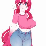 1girl 2019 anthro areola big_breasts bouncing_breasts breasts clothing clothing_lift equine fan_character female female_only flashing friendship_is_magic furry gif hair long_hair looking_at_viewer mammal my_little_pony nipple_piercing nipples piercing shirt_lift simple_background smile solo tolsticot white_background