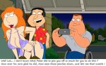 bent_over bra breasts family_guy glenn_quagmire hand_on_hip joe_swanson lois_griffin nipples panties see-through stockings