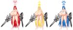  areolae beige_skin big_breasts blue_eyes blue_hair bluebullpen breasts choker female kairi kingdom_hearts namine nipples nude pussy red_eyes red_hair tattoo weapon x-blade xion yellow_eyes yellow_hair 