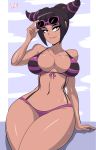 1girl 2019 asian big_breasts bigdead93 bikini biting_lip breasts capcom juri_han korean lip_biting solo street_fighter sunglasses wide_hips