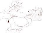 1girl 2019 ? applejack assisted_exposure basket breasts cowboy_hat friendship_is_magic fruit huge_breasts humanized monochrome muscle muscular_female my_little_pony nipples pear simple_background sketch sundown