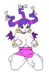  1girl 1girl 2019 bat_wings big_breasts big_mama bracelet breasts covering_breasts darkeros hand_bra purple_hair rayman rayman_origins red_eyes simple_background solo_female solo_focus tattoo ubisoft wings 