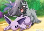  bbmbbf creatures_(company) eeveelution eifie_(pokemon) espeon espeon_(pokemon) furry game_freak gen_2_pokemon nintendo palcomix pokemon pokemon_(anime) pokemon_(creature) pokemon_(game) pokemon_(species) pokepornlive poochyena tail 