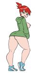 1girl 2019 ass biting_lip bottomless cartoon_network darkeros foster's_home_for_imaginary_friends frankie_foster green_eyes hoodie lip_biting looking_back no_panties ponytail red_hair redhead sideboob sneakers