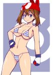 alluring big_breasts bikini breasts cameltoe erect_nipples_under_clothes gloves haruka_(pokemon) looking_at_viewer may_(pokemon) nipples_poking nipples_visible_through_clothing pokeball pokeball_(symbol) pokeball_background pokemon pokemon_(game) pokemon_ruby_and_sapphire tsumitani_daisuke