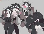 1boy 1girl 2019 anthro ass balls big_breasts big_penis blush breast_grab breasts embarrassed game_freak jinu nintendo nipples obstagoon open_mouth penis pokemon pokemon_ss sex sideboob tongue tongue_out vaginal