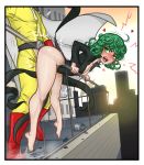  ahgot balcony blush doggy_position green_hair one-punch_man saitama tatsumaki 