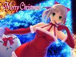 alluring bag byuune cassandra_alexandra christmas elbow_gloves finger_to_mouth gloves green_eyes lowres ribbon santa_costume silf soul_calibur soul_calibur_ii soul_calibur_iii