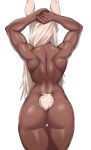 1girl ass bunny_ears bunny_tail long_ears long_hair miruko muscular_female my_hero_academia nude rumi_usagiyama shadertoons standing tail thick_thighs thighs white_hair