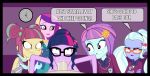 1_boy 1boy 5_girls 5girls :>= adult bespectacled cum cum_in_mouth dean_cadance dean_cadance_(mlp) english_text equestria_girls fellatio friendship_is_magic glasses male/female multiple_girls my_little_pony oral penis_in_mouth princess_cadance school_uniform sour_sweet speech_bubbles sugarcoat sunny_flare twilight_sparkle twilight_sparkle_(mlp) wall_clock young_adult