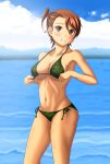  beach big_breasts bikini bikini_bottom bikini_top breasts camouflage_bikini camouflage_print gate_-_jieitai_ka_no_chi_nite_kaku_tatakaeri green_bikini kuribayashi_shino looking_at_viewer ocean shino_kuribayashi side-tie_bikini 