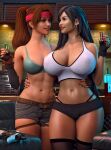 2_girls 2girls abs athletic_female big_breasts female_abs final_fantasy final_fantasy_vii final_fantasy_vii_remake fit_female jessie_rasberry midriff revealing_clothes shockabuki square_enix thick_thighs tifa_lockhart wide_hips