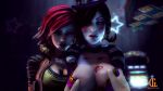 1boy 2_girls 2girls borderlands bouncing_breasts breasts character_request fellatio groping lorgegucas mad_moxxi on_back oral paizuri pov spread_legs tagme threesome vaginal webm