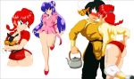  1boy 1girl 2_girls ass between_breasts breast_press huge_breasts nala1588 p-chan ranma_1/2 ranma_saotome ryoga_hibiki shampoo_(ranma_1/2) 