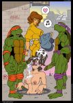  akabur april_o&#039;neil breasts cum cum_on_breasts cum_on_hair donatello erect_penis glasses heart irma_langinstein michelangelo musical_note nude technodrome teenage_mutant_ninja_turtles 