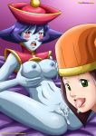 2_girls blue_skin capcom darkstalkers green_eyes lei_lei palcomix sisters tongue_out yuri_haven zombie