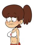 1_girl 1girl big_breasts blush breasts looking_down lynn_loud scobionicle99 sweating the_loud_house