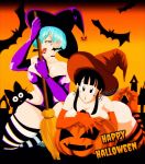 2_girls bulma bulma_brief chichi dragon_ball female_only halloween happy_halloween huge_breasts nala1588