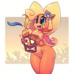 big_breasts coco_bandicoot covering_breasts crash_bandicoot_(series) nitro nude thick_thighs