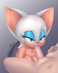 1boy 1girl blue_lipstick cleavage fellatio rouge_the_bat ruruduu sega sonic sonic_the_hedgehog_(series) tanned