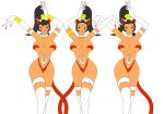  3_girls aladdin_(series) alternate_species armband belly_dancer black_hair catgirl dark-skinned_female disney earrings female_abs female_focus female_only genie&#039;s_belly_dancers gold_bracelet gold_necklace hips insanely_hot lips lipstick looking_at_viewer navel nekohybrid ponytail thighs 