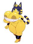 animal_crossing ankha ankha_(animal_crossing) huge_breasts jiggle motion_lines nintendo pussy short_stack sssonic2 thick_thighs wide_hips