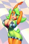 ami_bandicoot big_breasts bushy_tail cleavage crash_bandicoot_(series) crash_team_racing green_hair nitro tight_clothing