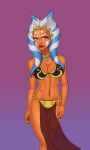  1girl ahsoka_tano alien alien_girl bikini blue_eyes female female_only looking_at_viewer metal_bikini mostly_nude non-nude return_of_the_jedi slave_bikini slave_collar slave_leia_(cosplay) solo_female standing star_wars sunsetriders7 togruta 