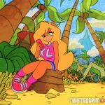 1:1_aspect_ratio 1girl animated anthro big_breasts blonde bounce bouncing_breasts breasts clothing crash_(series) crash_bandicoot crash_bandicoot_(series) gif large_filesize long_hair low_resolution patreon patreon_reward tawna_bandicoot tearing_clothes topless torn_clothes twistedgrim video_games