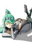 1girl alluring ass automatic_giraffe big_breasts bodysuit green_eyes green_hair nintendo pneuma_(xenoblade) ponytail xenoblade_(series) xenoblade_chronicles_2