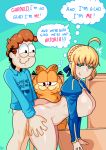  1girl artoria_pendragon ass crossover fate_(series) garfield_(character) garfield_and_friends jon_arbuckle nipples theironmountain vaginal_penetration 