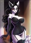 2019 absurd_res absurd_res anthro aomori color corset digital_media_(artwork) furry heterochromia high_res high_resolution lingerie long_hair looking_at_viewer sidnithefox white_fur