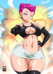 1girl bayeuxman big_breasts breasts female_only high_res high_resolution humans_of_pokemon jessie_(pokemon) long_hair mature mature_female musashi_(pokemon) nintendo patreon patreon_paid patreon_reward pokemon red_hair solo_female solo_focus team_rocket