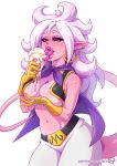  1girl ahegao android_21 dragon_ball female_only huge_breasts ice_cream kajinman 