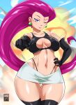 1girl bayeuxman big_breasts breasts female_only high_res high_resolution humans_of_pokemon jessie_(pokemon) long_hair mature mature_female musashi_(pokemon) nintendo patreon patreon_paid patreon_reward pokemon pokemon_(anime) red_hair solo_female solo_focus team_rocket