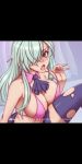 aqua_eyes big_breasts bikini_top cleavage elizabeth_liones gray_hair hair_over_one_eye mikeymegamega nanatsu_no_taizai the_seven_deadly_sins