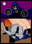  1boy 1girl anythinggoes cartoon_network colored dc_comics deathstroke edit forehead_jewel huge_cock instant_loss_2koma leotard piledriver_position pinned_down rape raven_(dc) teen_titans vaginal_penetration 