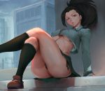 boku_no_hero_academia cutesexyrobutts kneehighs legs_crossed momo_yaoyorozu my_hero_academia necktie panties school_uniform sexy under_boob upskirt yaoyorozu_momo