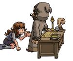  akabur chibi desk handjob harry_potter hermione_granger hood hooded reluctant robe school_uniform schoolgirl transparent_background witch_trainer 