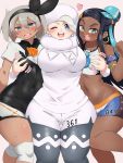  3_girls 3girls bea_(pokemon) breast_grab breasts female female_only gym_leader heart huge_breasts melony_(pokemon) milf nessa_(pokemon) nintendo pengin_maru_(artist) pokemon pokemon_ss pokemon_sword_&amp;_shield wide_hips yuri 