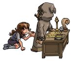  akabur chibi cum cum_on_face desk facial handjob harry_potter hermione_granger hood hooded reluctant robe school_uniform schoolgirl transparent_background witch_trainer 