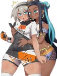  1girl bea_(pokemon) breast_grab breasts dark-skinned_female dark_skin female_only nessa_(pokemon) nintendo pengin_maru_(artist) pokemon pokemon_ss pokemon_sword_&amp;_shield yuri 