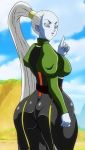 1girl anime ass blue_skin clothing dragon_ball dragon_ball_super female_only huge_ass vados