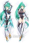 1girl 1girl alluring armor arms_up big_breasts blush boots breasts cleavage closed_mouth covered_navel daki-makura dakimakura_(medium) dress elbow_gloves female_focus gem gloves green_eyes green_hair hair_ornament headpiece jewelry long_hair looking_at_viewer lying matching_hair/eyes naughty_face navel nervous nintendo one-piece_swimsuit open_mouth pneuma_(xenoblade) ponytail shy spoilers staring stockings surprised swept_bangs swimsuit third-party_source tiara toes very_long_hair watermark white_dress xenoblade_(series) xenoblade_chronicles_2 yuj_(moemarket)